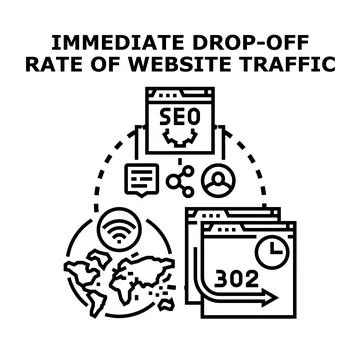 Website traffic drop off rate vector illustration 库存插图