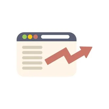 Website traffic growing up shown by chart going up Stock Illustration