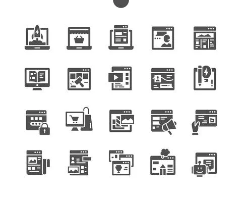 Website types. Landing page. Web service. Stock Illustration