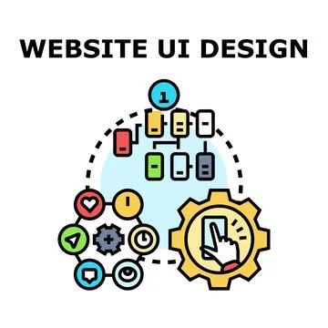 Website ui design planning developing processing user experience 스톡 일러스트