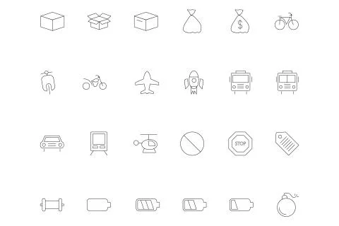 Website UI Line Icons Stock Illustration