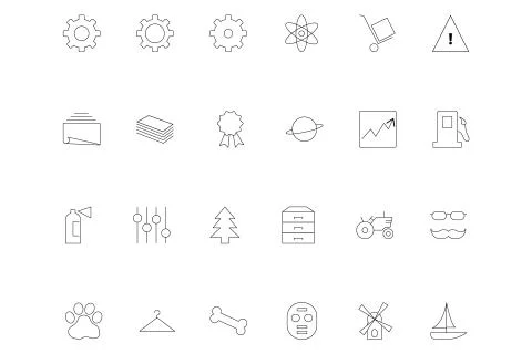 Website UI Outline Vector Icons Set Stock Illustration