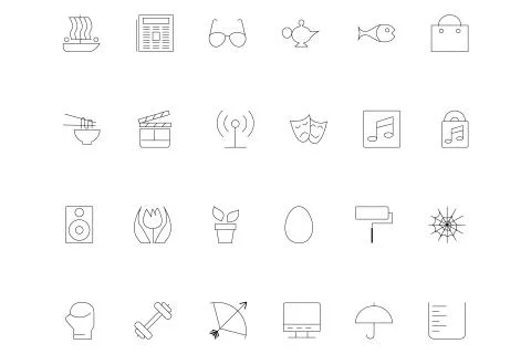 Website UI Outline Vector Icons Collection Stock Illustration