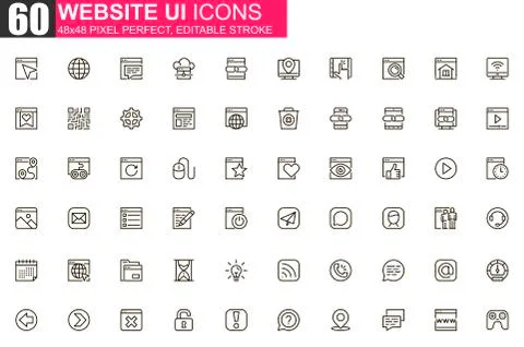 Website UI thin line icon set. Stock-Illustration