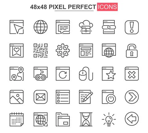 Website UI thin line icon set. Stock Illustration