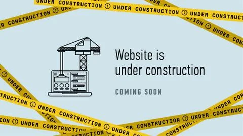 Website in under construction banner flat. Web page building process. Modern Stock Illustration