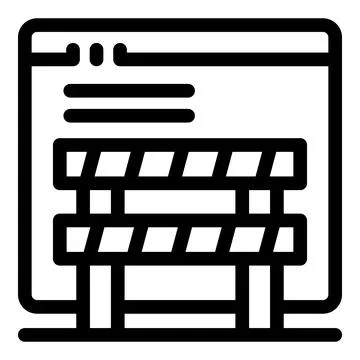 Website under construction barrier presenting important information Illustrazione stock