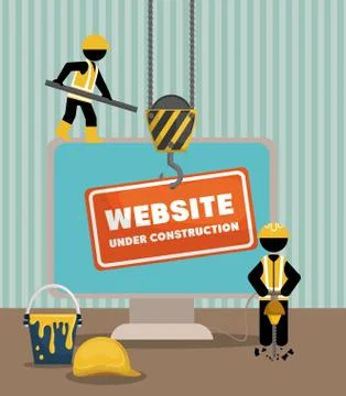 Website under construction with desktop computer Stock Illustration