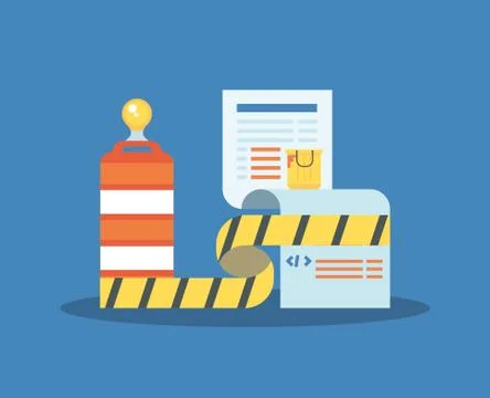 Website under construction with desktop computer Stock Illustration