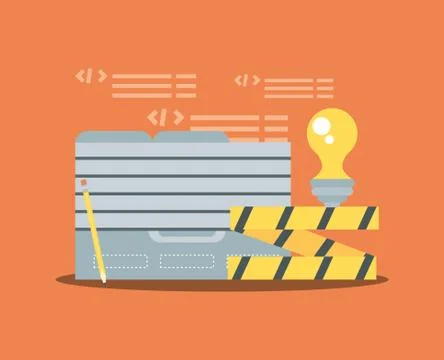 Website under construction with desktop computer Stock Illustration