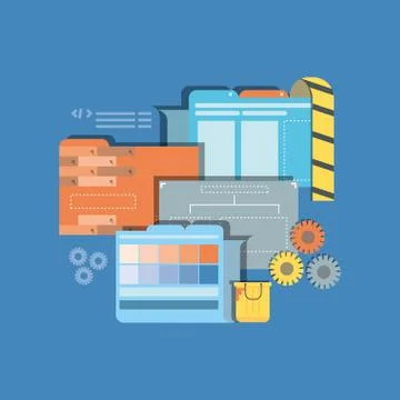 Website under construction with desktop computer Stock Illustration