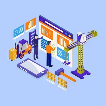 Website under construction isometric illustrated on background Stock Illustration