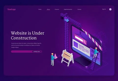 Website under construction isometric landing page イラスト素材