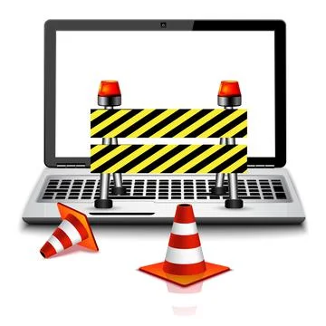 Website under construction with Laptop and traffic cones Stock-Illustration