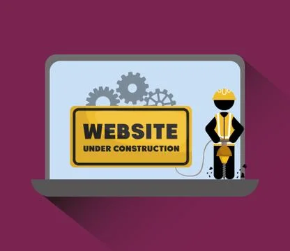 Website under construction with laptop Stock Illustration