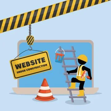 Website under construction with laptop Stock Illustration