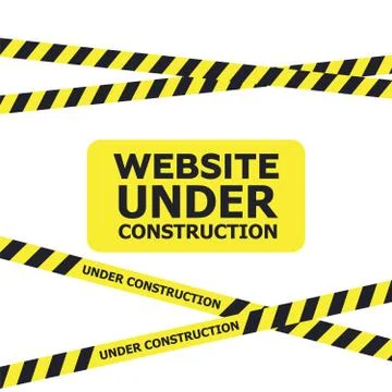 Website under construction page background. Warning tape banner Stock Illustration