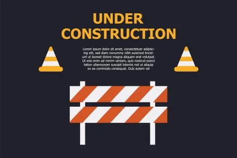 Website under construction page background. Warning tape banner Stock Illustration