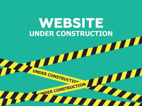 Website under construction page. Warning tape banner Stock Illustration