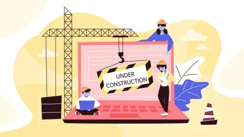 Website under construction page. Work in progress. Illustrazione stock