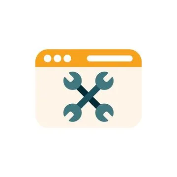 Website under construction showing crossed wrenches symbolising maintenance Stock Illustration