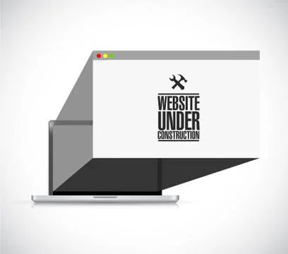 Website under construction tools browser sign Illustrazione stock