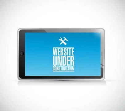 Website under construction tools tablet sign Stock Illustration