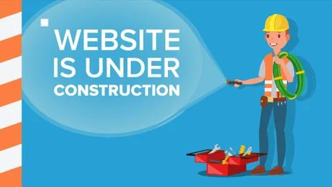 Website Under Construction Vector. Error Website Page. Coming Soon. Flat Ilustración de archivo
