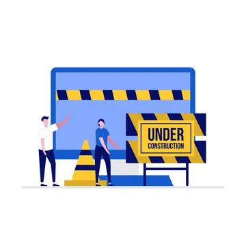 Website under construction vector illustration concept with characters. Moder Stock Illustration