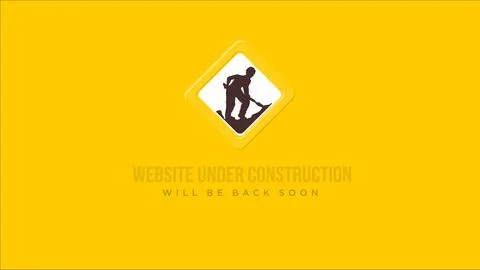 Website under construction we will be back soon construction sign in yellow Illustrazione stock