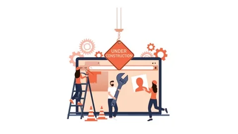 Website under construction with workers and green screen Video stock 319026036