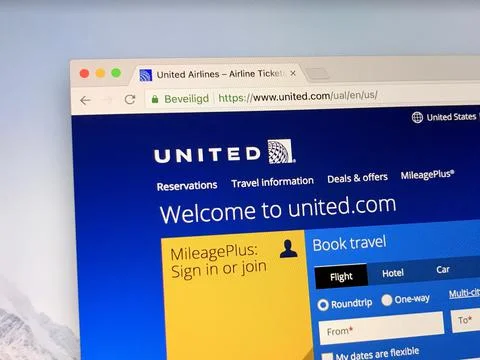 Website of United Airlines Stock Photos