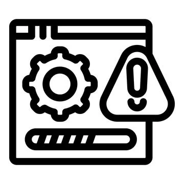 Website update error with progress bar and cogwheel icon Stock Illustration