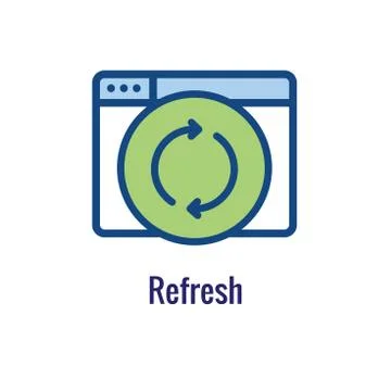 Website Update Icon - with arrows thin line outline imagery Stock Illustration