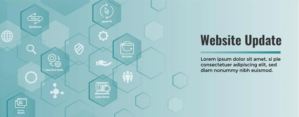 Website Update Icon Set and Web Header Banner Stock Illustration