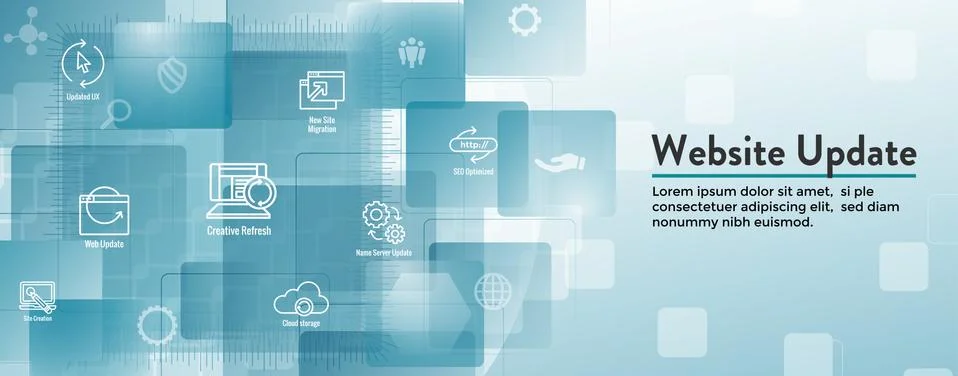 Website Update Icon Set and Web Header Banner Stock Illustration