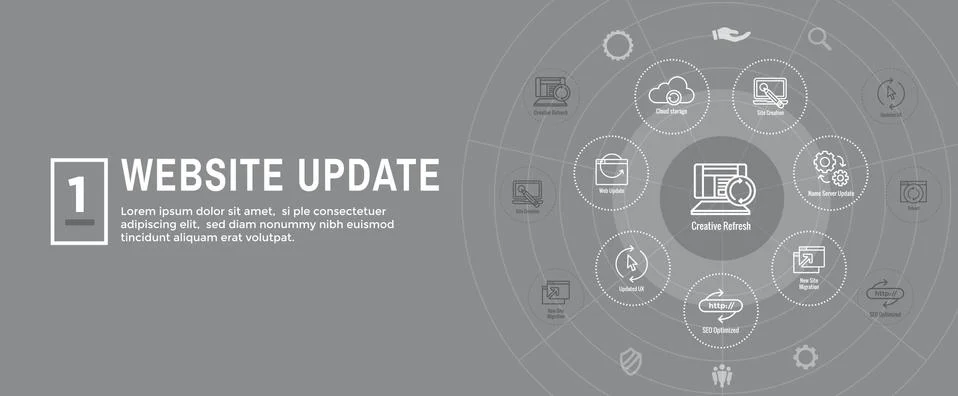 Website Update Icon Set and Web Header Banner Stock Illustration