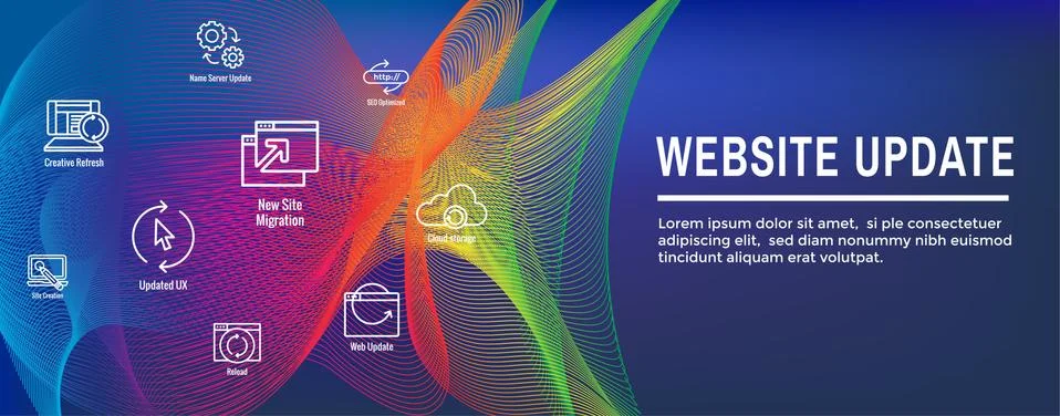 Website Update Icon Set and Web Header Banner Stock Illustration