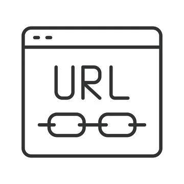 Website URL link icon in line design. URL, link, website, internet, browser, web Stock Illustration