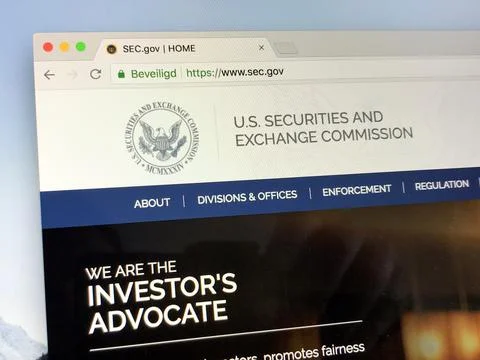Website of The U.S. Securities and Exchange Commission or SEC, Foto stock