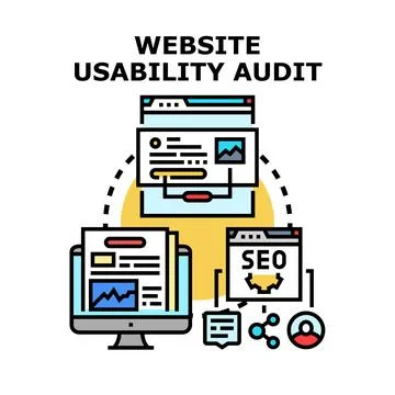 Website usability audit process analyzing digital interface concept Stock Illustration