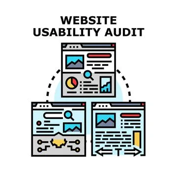 Website usability audit process for digital analysis Stock Illustration