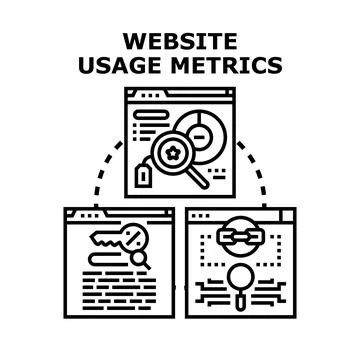 Website usage metrics analyzing digital performance marketing Stock Illustration