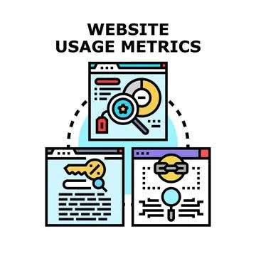 Website usage metrics analyzing digital performance marketing Stock Illustration