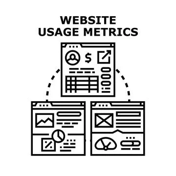 Website usage metrics analyzing online data statistics Stock Illustration
