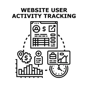 Website user activity tracking measuring digital engagement data Stock Illustration