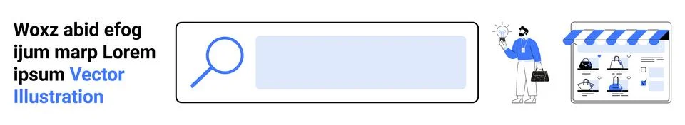 Website User Interface Elements Search Bar, Icon, and E-commerce Storefront Stock Illustration