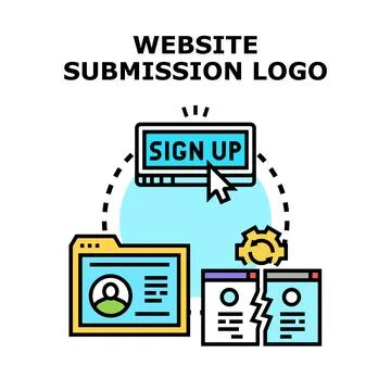 Website user submission process line art icon Stock Illustration