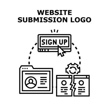 Website user submission process line art icon Stock Illustration