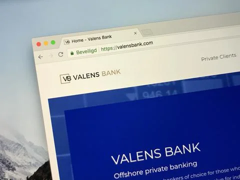 Website of Valens Bank Stock Photos